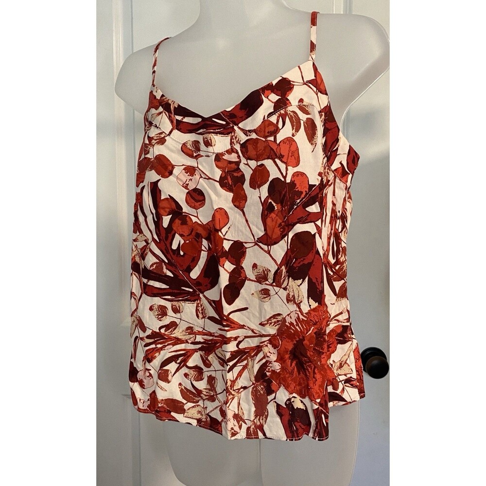 En Creme Medium Tropical Cami Florist Flowy‎ Vacation Travel Beachy Neutral